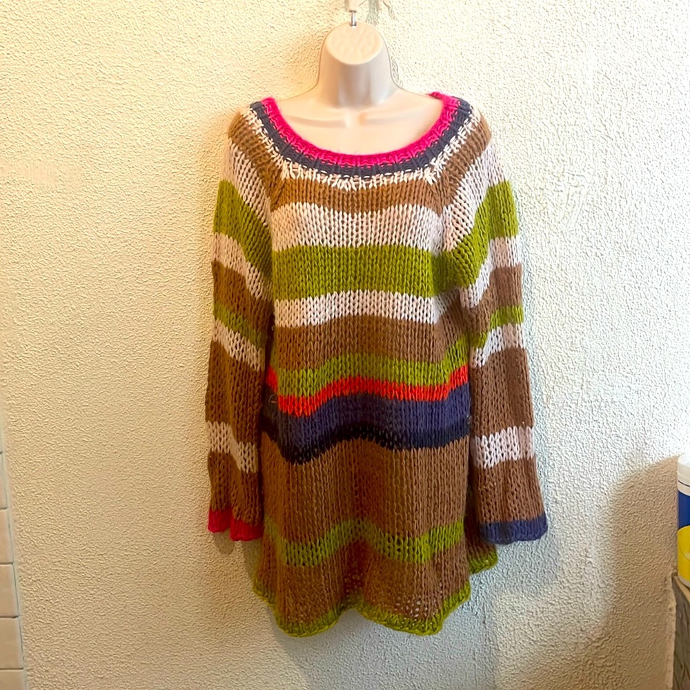 Boho multi color tunic sweater from Three Birds Nest